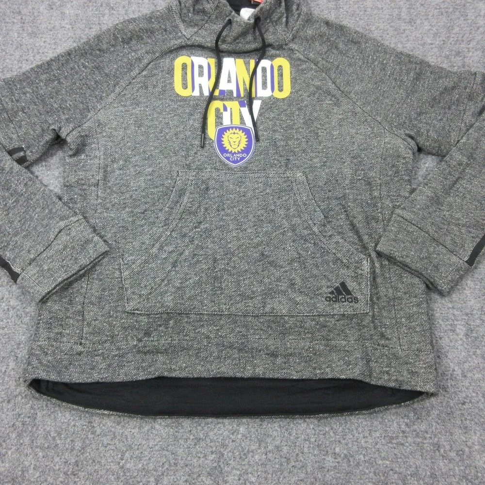 Orlando City SC Hoodie Sweatshirt Womens Small Gray Heathered MLS Soccer Adidas